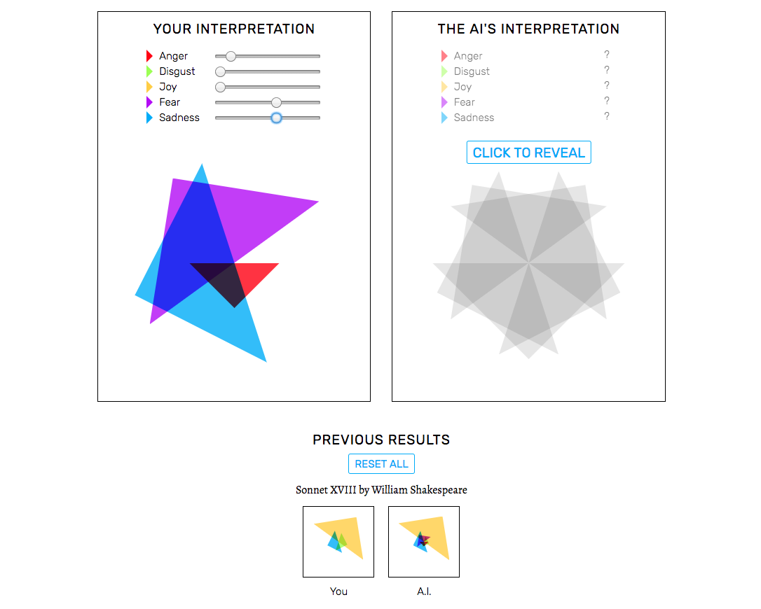Screenshot from app showing interface